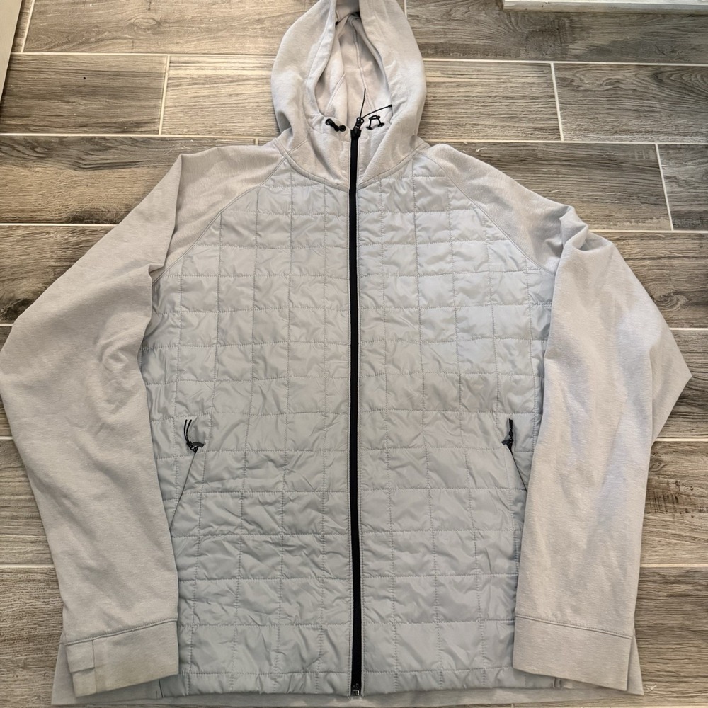 Old Navy Dynamic Fleece Hoodie Sweatshirt Men's Size XXL Grey Full Zip Classic‎
